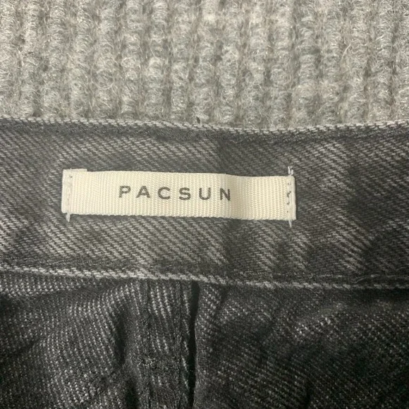 Pacsun Jeans Womens 25  Black Denim Dad Jean Distressed Baggy High‎ Rise 25x30 - Picture 5 of 16